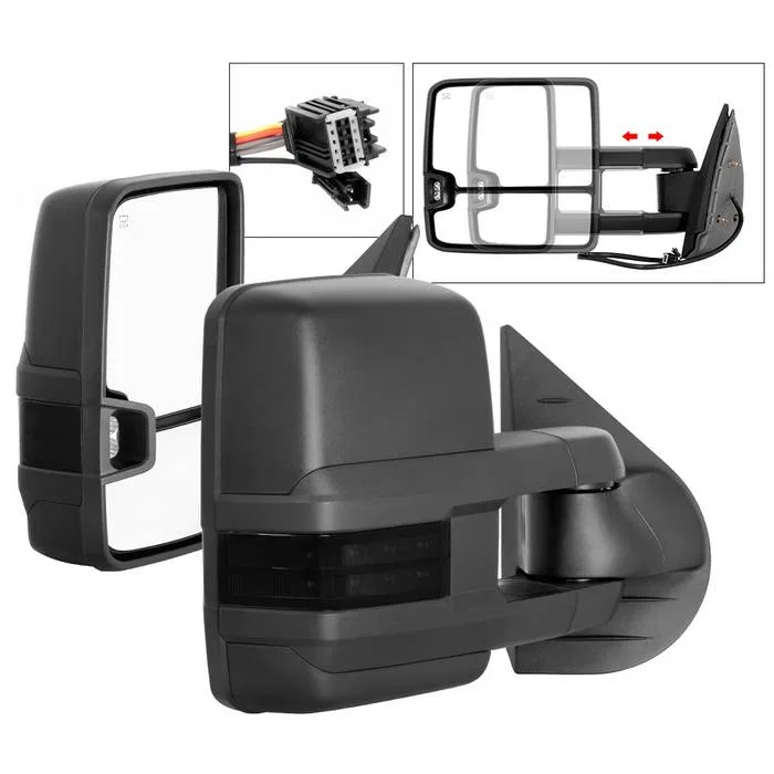 9936722 – SPYDER Exterior Towing Mirror, Aftermarket Replacement Direct-Fit Telescoping Power Heated With Turn Signal...